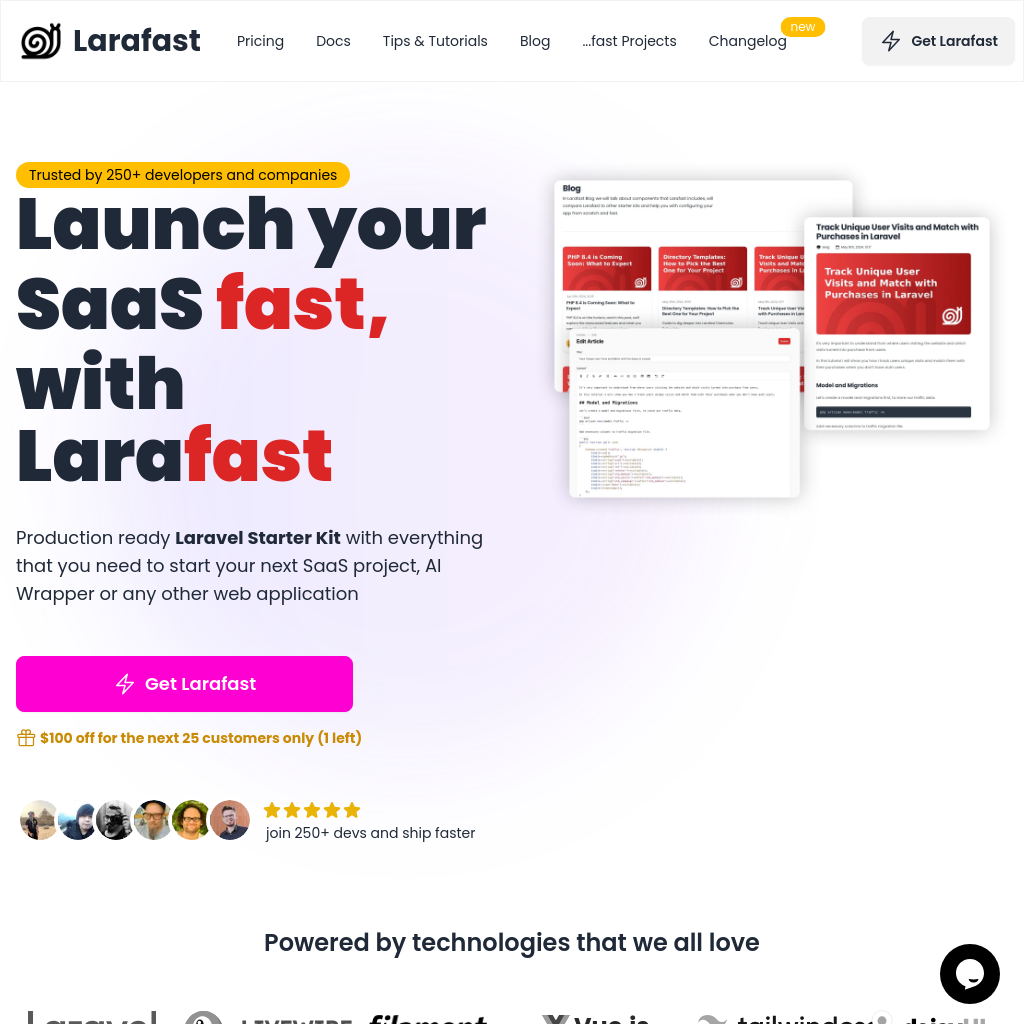 Larafast screenshot